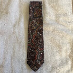 Adolfo Paisley Tie - Brown and Red